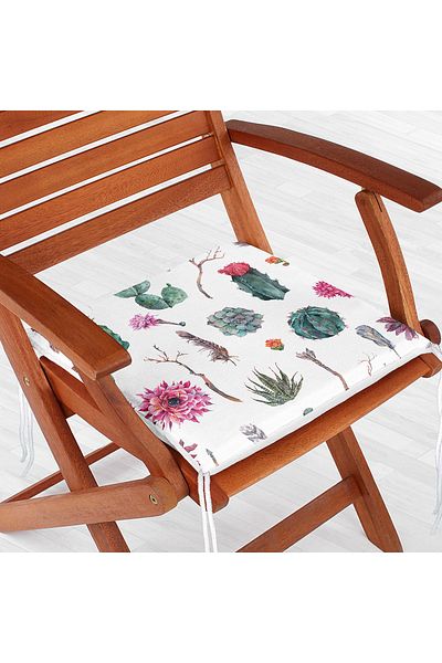 Realhomes Feather Motif Desert Plant Patterned Modern Digital Printed Zippered Chair Cushion