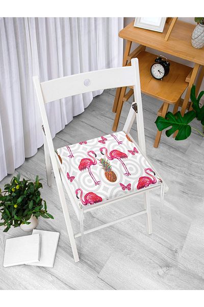 Realhomes Ψηφιακό εμπριμέ μαξιλάρι καρέκλας με φερμουάρ με σχέδιο Flamingo