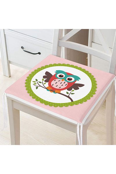 Realhomes Owl Patterned Digital Printed Zippered Chair Cushion