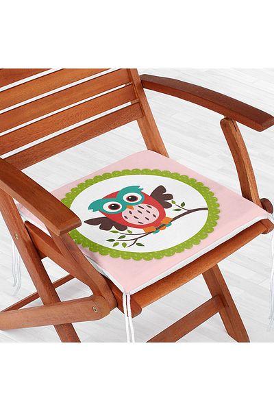 Realhomes Owl Patterned Digital Printed Zippered Chair Cushion