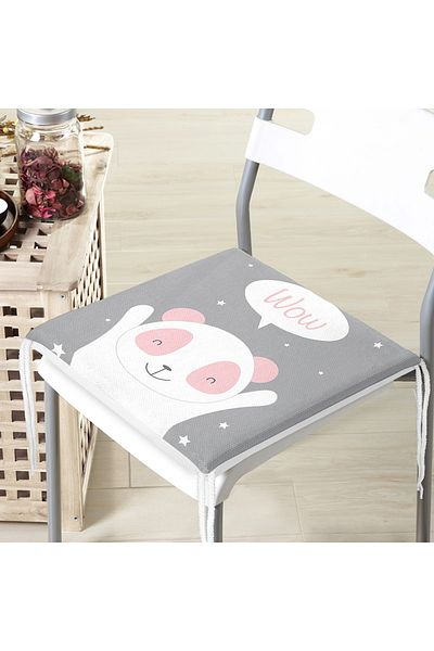 Realhomes Gray Floor Cute Dog Patterned Digital Printed Children's Room Zippered Chair Cushion
