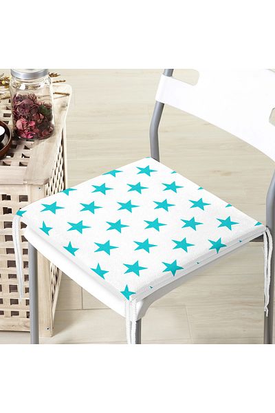 Realhomes Turquoise Star Printed - Ψηφιακό Μαξιλάρι Καρέκλας