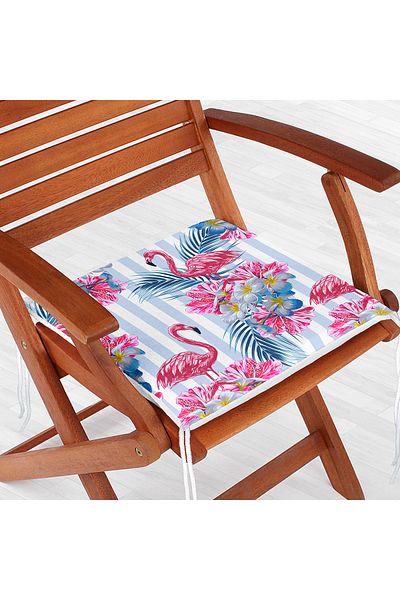 Realhomes Striped Flamingo Floor Zippered Chair Cushion