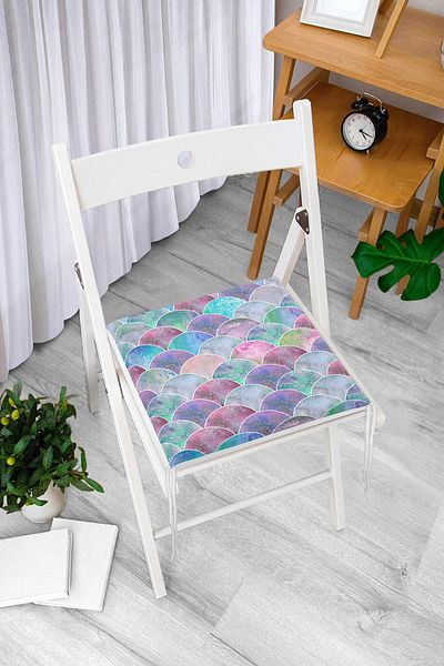 Realhomes Modern Zippered Chair Cushion with Round Pattern on Blue Background