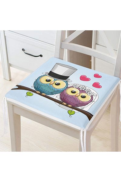 Realhomes Owl Patterned Digital Printed Zippered Chair Cushion