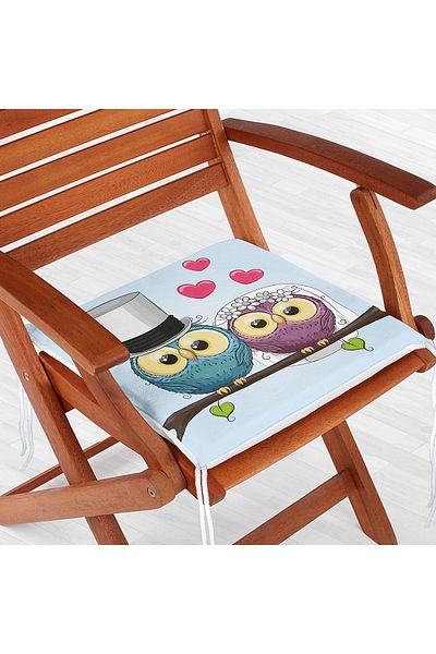 Realhomes Owl Patterned Digital Printed Zippered Chair Cushion