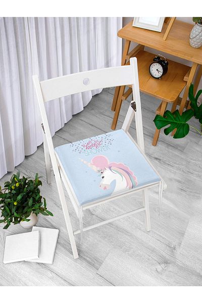 Realhomes Scaun de duș pentru bebeluș albastru cu model unicorn - cu fermoar și pe podea