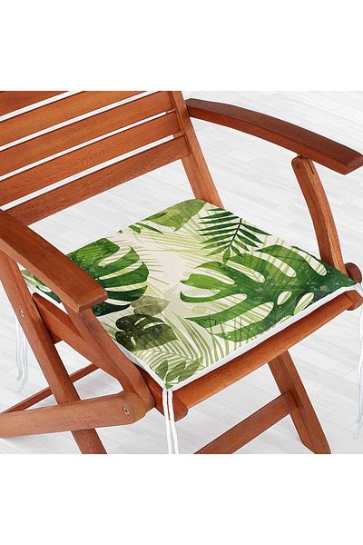 Realhomes Amazon Leaves on Ecru Floor Special Design Zippered Chair Cushion