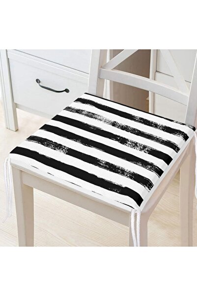 Realhomes Сучасна подушка для стільця з блискавкою та чорними смужками