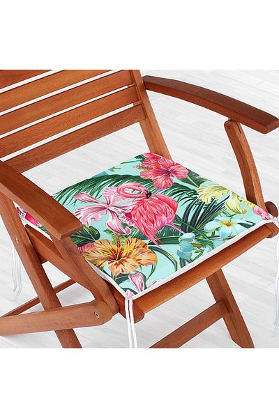 Realhomes Smiling Flamingo Motif Digital Printed Zippered Chair Cushion