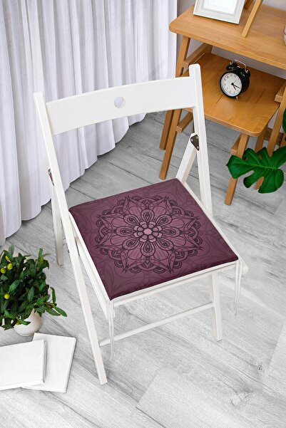 Realhomes Eski Lavanta Renkli Mandala Motifli Modern Fermuarlı Sandalye Minderi