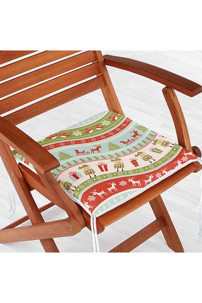 Realhomes Colorful Christmas Motifs Zippered Chair Cushion
