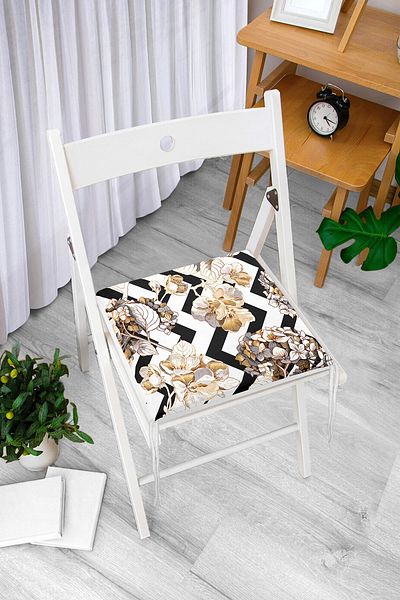 Realhomes Flowers on Zigzag Floor Themed Modern Zippered Chair Cushion