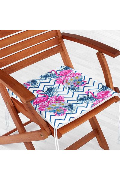 Realhomes Zigzag Floor Flamingo Digital Printed Zippered Chair Cushion