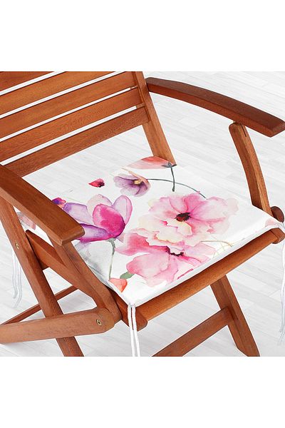 Realhomes Flower Themed Digital Printed Modern Zippered Chair Cushion with White Background