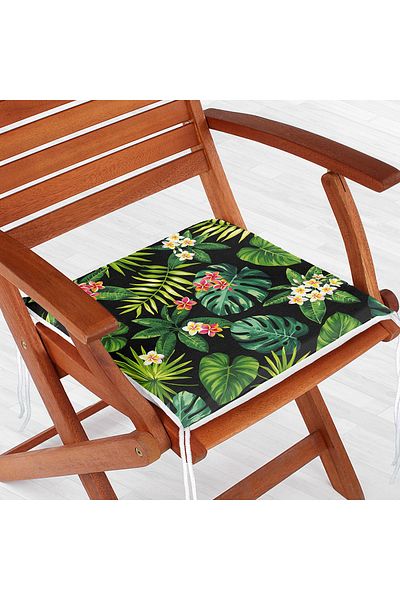 Realhomes Black Floor Leaves Zippered Chair Cushion