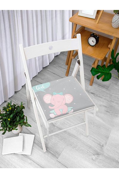 Realhomes Gray Floor I'am A Girl Written Special Designed Digital Printed Children's Room Zippered Chair Cushion