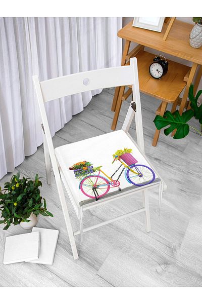 Realhomes Bicycle Patterned Digital Printed Zippered Chair Cushion