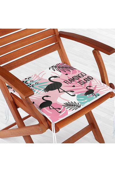 Realhomes Flamingo Patterned Digital Printed Zippered Chair Cushion