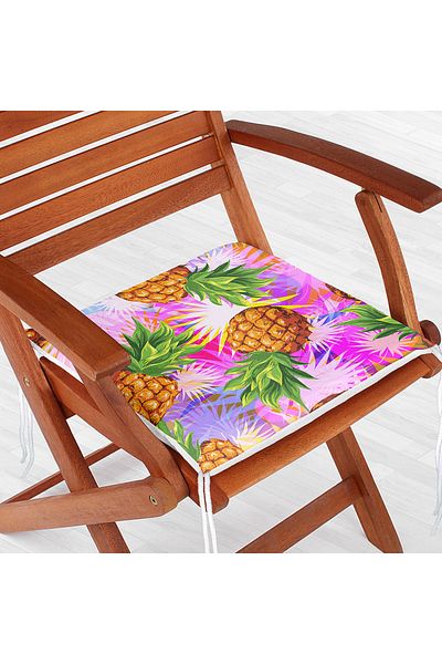 Realhomes Pineapples on Pink Floor Specially Designed Modern Zippered Chair Cushion