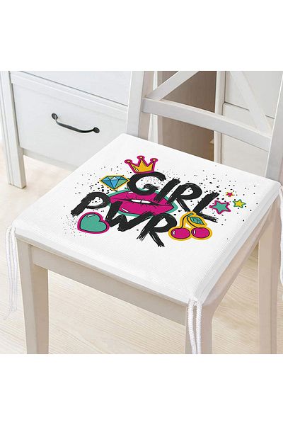 Realhomes Lip Digital Printed Girl Power Zippered Chair Cushion