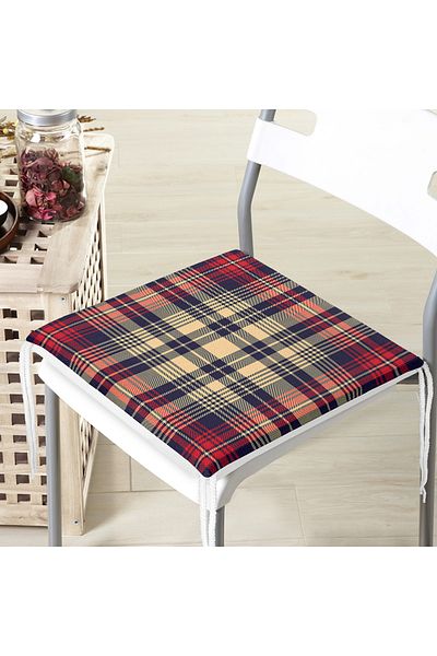 Realhomes Plaid Lines Motif Special Design Zippered Chair Cushion