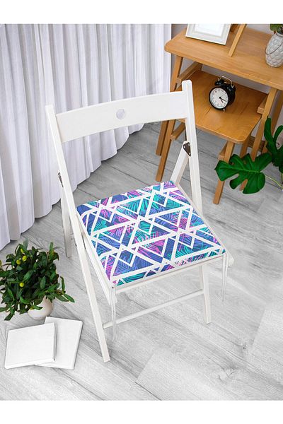 Realhomes Palm Zigzag Patterned Digital Printed Zippered Chair Cushion