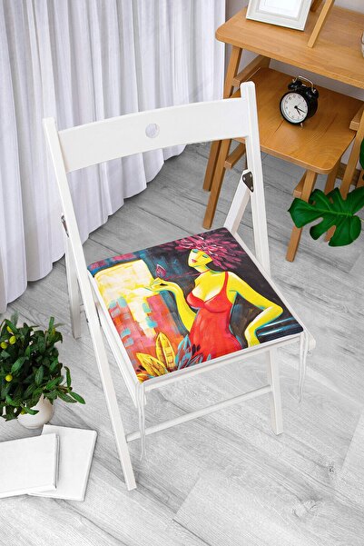 Realhomes Motiv crvene haljine u akvarelu, specijalni dizajn, jastuk za stoli...