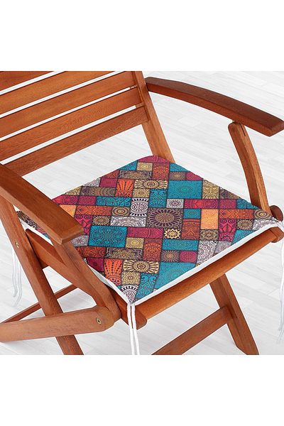 Realhomes Geometric Ethnic Patterned Special Design Modern Zippered Chair Cushion