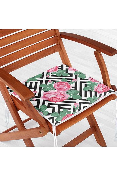 Realhomes Mixed Patterned Rose Digital Printed Zippered Chair Cushion