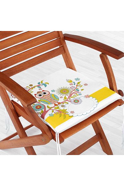 Realhomes Owl Pattern Digital Printed Zippered Chair Cushion