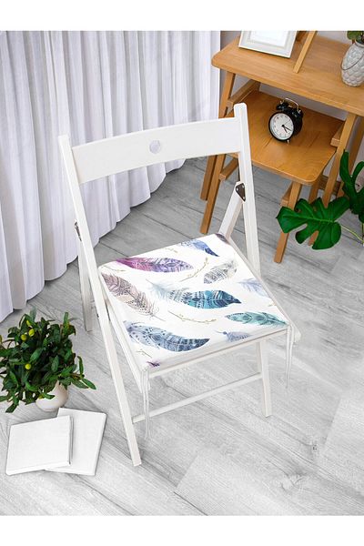 Realhomes Colorful Feather Figured Digital Printed Zippered Chair Cushion