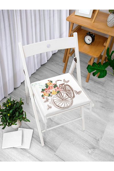 Realhomes Modern Bicycle Patterned Decorati Square Zippered Chair Cushion