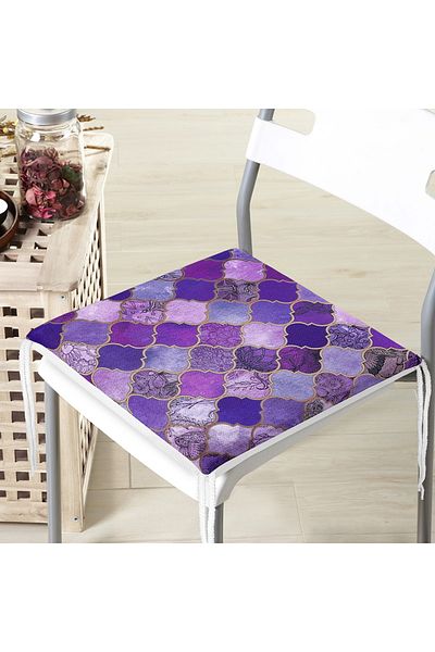 Realhomes Purple Colored Ogea Patterned Special Design Zippered Chair Cushion