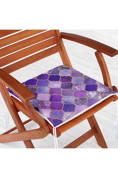 Realhomes Purple Colored Ogea Patterned Special Design Zippered Chair Cushion