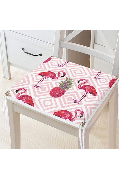 Realhomes Flamingo Patterned Digital Printed Zippered Chair Cushion