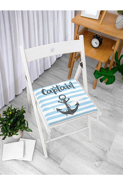 Realhomes Sailor Motif Digital Printed Modern Zippered Chair Cushion