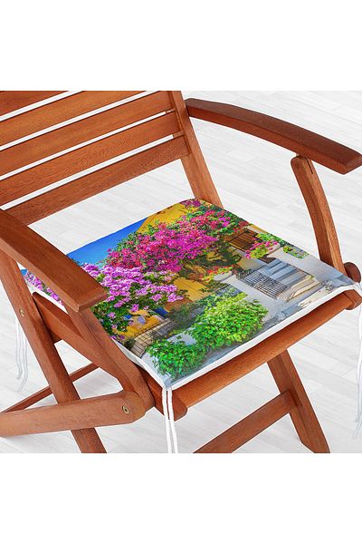 Realhomes Flower Themed Digital Printed Zippered Chair Cushion