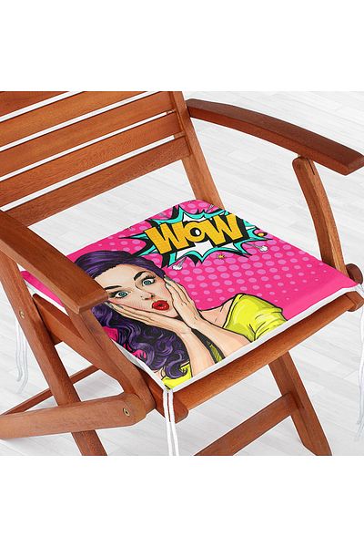 Realhomes Pop Art Illustrated Digital Printed Zippered Chair Cushion