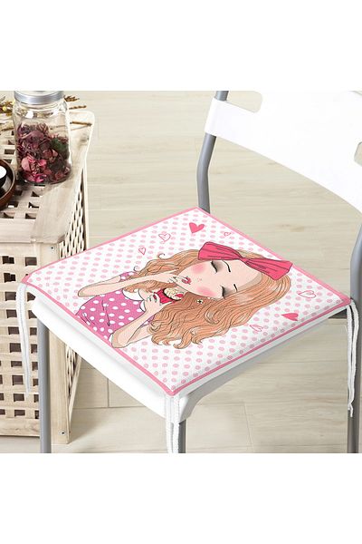 Realhomes Fashion Girl Ψηφιακό εμπριμέ μοντέρνο μαξιλάρι καρέκλας με φερμουάρ