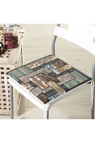 Realhomes Geometric Patterned Special Design Digital Printed Modern Zippered Chair Cushion