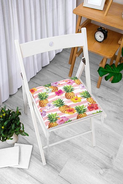 Realhomes Pink Floor Pineapples Special Design Zippered Chair Cushion