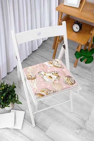 Realhomes Sea Shells on Pink Background Modern Zippered Chair Cushion