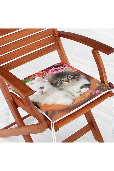 Realhomes Cute Cats Digital Printed Zippered Chair Cushion