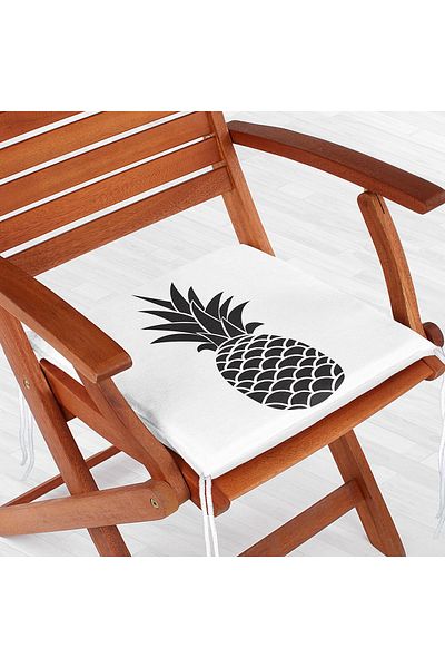 Realhomes Black and White Pineapple Digital Printed Zippered Chair Cushion