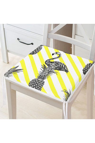 Realhomes Flamingo Themed Digital Printed Zippered Chair Cushion