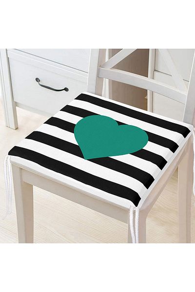 Realhomes Modern Heart Patterned Digital Printed Zippered Chair Cushion