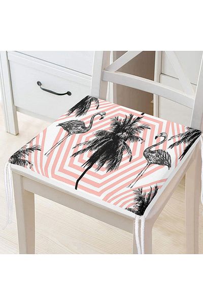 Realhomes Flamingo Patterned Digital Printed Zippered Chair Cushion
