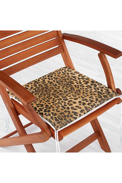 Realhomes Leopard Patterned Digital Printed Zippered Chair Cushion