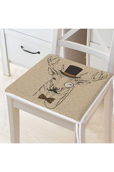 Realhomes Deer Patterned Digital Printed Zippered Chair Cushion